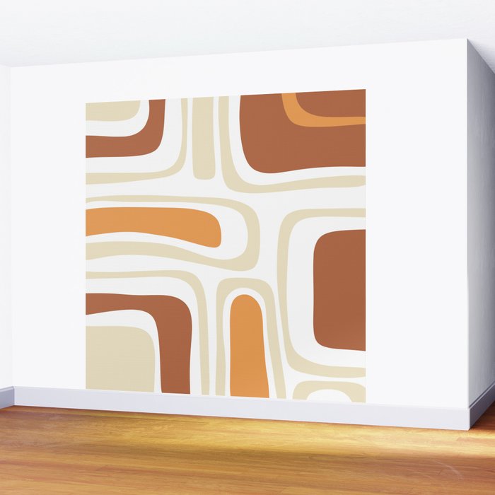 Palm Springs Mid-Century Minimalist Abstract Brown Ochre Beige White Wall Mural Gallery Image 2