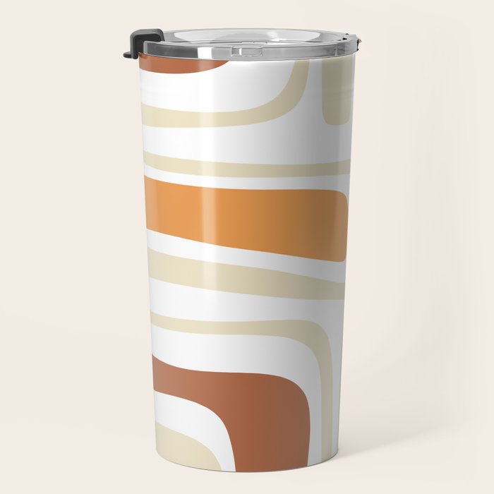Palm Springs Mid-Century Minimalist Abstract Brown Ochre Beige White Travel Mug Gallery Image 3