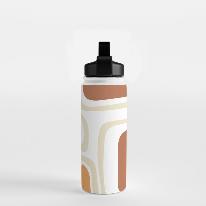 Palm Springs Mid-Century Minimalist Abstract Brown Ochre Beige White Water Bottle Gallery Image 2