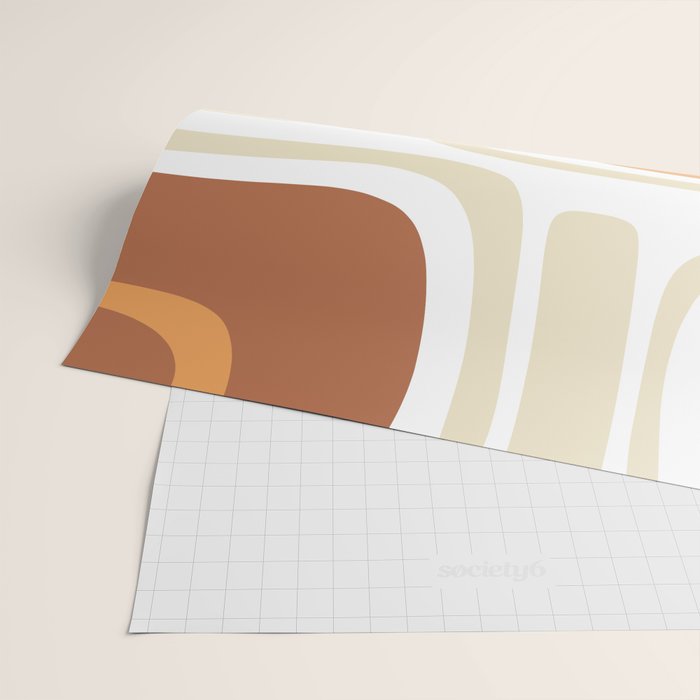 Palm Springs Mid-Century Minimalist Abstract Brown Ochre Beige White Wrapping Paper Gallery Image 2