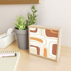 Palm Springs Mid-Century Minimalist Abstract Brown Ochre Beige White Mini Art Print Gallery Image 2