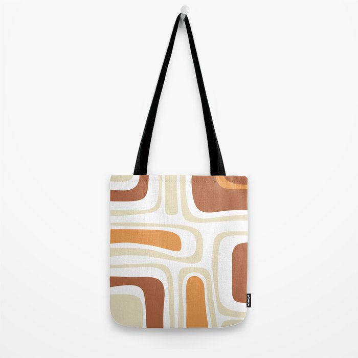 Palm Springs Mid-Century Minimalist Abstract Brown Ochre Beige White Tote Bag Gallery Image 2