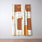 Palm Springs Mid-Century Minimalist Abstract Brown Ochre Beige White Window Curtain Gallery Image 3