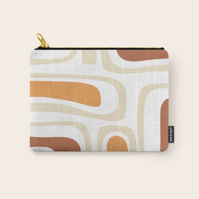 Palm Springs Mid-Century Minimalist Abstract Brown Ochre Beige White Carry All Pouch Gallery Image 1