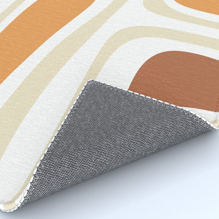 Palm Springs Mid-Century Minimalist Abstract Brown Ochre Beige White Rug Gallery Image 4