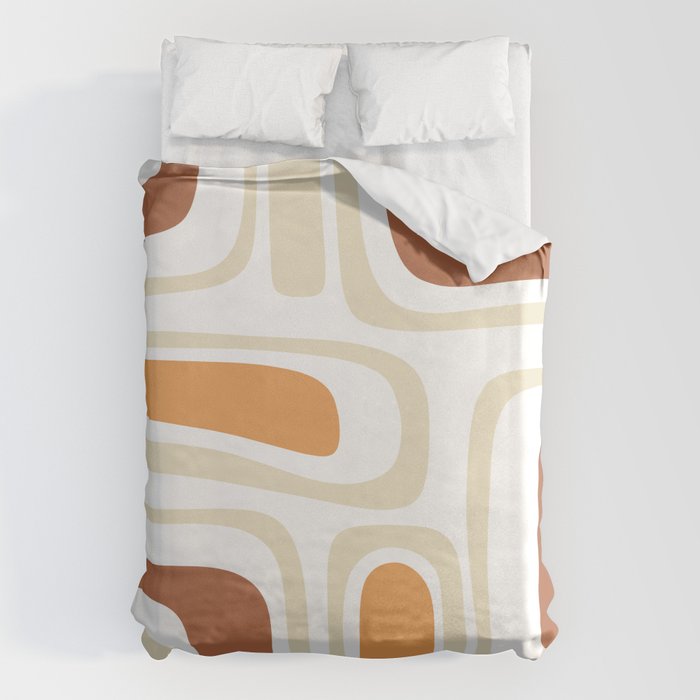 Palm Springs Mid-Century Minimalist Abstract Brown Ochre Beige White Duvet Cover Gallery Image 6