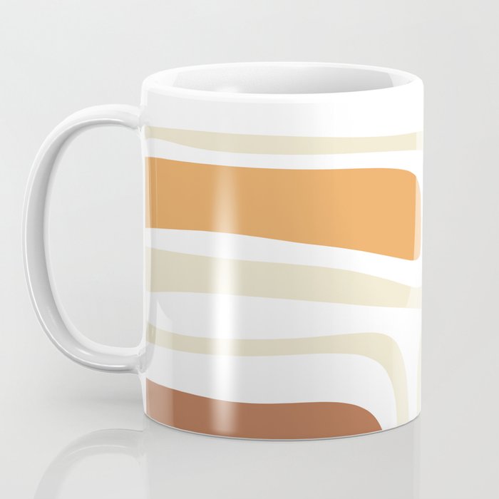 Palm Springs Mid-Century Minimalist Abstract Brown Ochre Beige White Coffee Mug Gallery Image 3