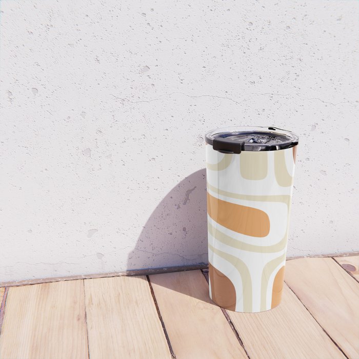 Palm Springs Mid-Century Minimalist Abstract Brown Ochre Beige White Travel Mug Gallery Image 4