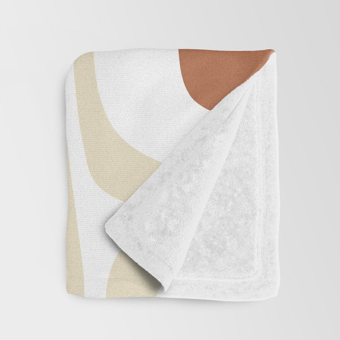 Palm Springs Mid-Century Minimalist Abstract Brown Ochre Beige White Throw Blanket Gallery Image 3