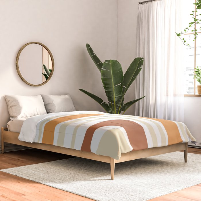 Palm Springs Mid-Century Minimalist Abstract Brown Ochre Beige White Comforter Gallery Image 2