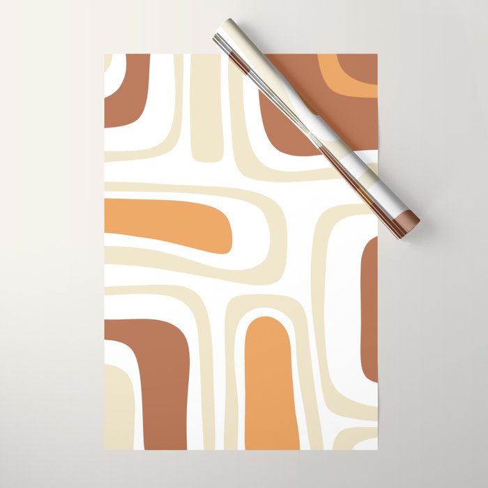 Palm Springs Mid-Century Minimalist Abstract Brown Ochre Beige White Wrapping Paper Gallery Image 1