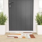 Palm Springs Mid-Century Minimalist Abstract Brown Ochre Beige White Welcome Mat Gallery Image 3
