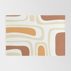 Palm Springs Mid-Century Minimalist Abstract Brown Ochre Beige White Rug Gallery Image 2