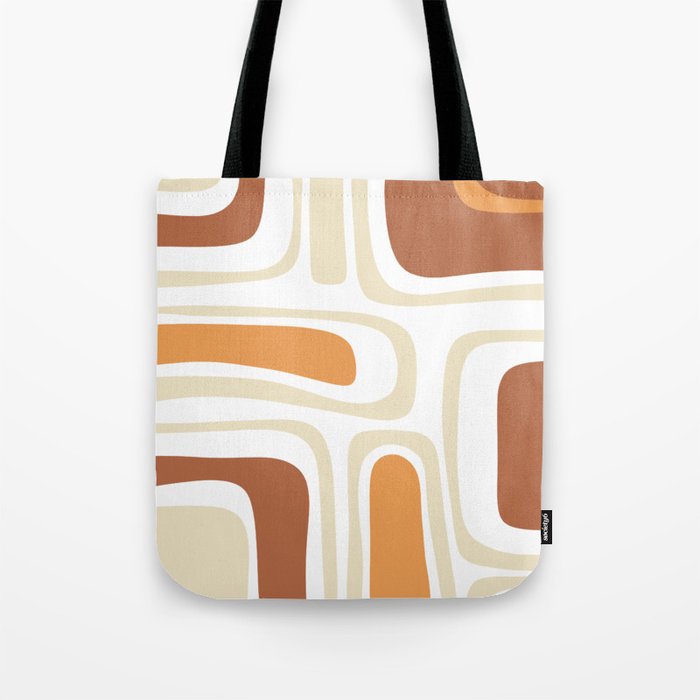 Palm Springs Mid-Century Minimalist Abstract Brown Ochre Beige White Tote Bag Gallery Image 1