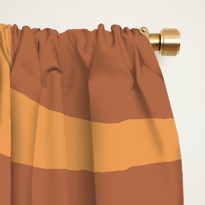 Palm Springs Mid-Century Minimalist Abstract Brown Ochre Beige White Window Curtain Gallery Image 2