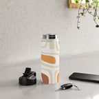 Palm Springs Mid-Century Minimalist Abstract Brown Ochre Beige White Water Bottle Gallery Image 4