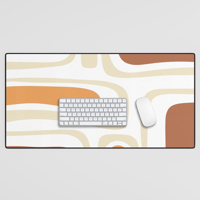 Palm Springs Mid-Century Minimalist Abstract Brown Ochre Beige White Desk Mat Gallery Image 1