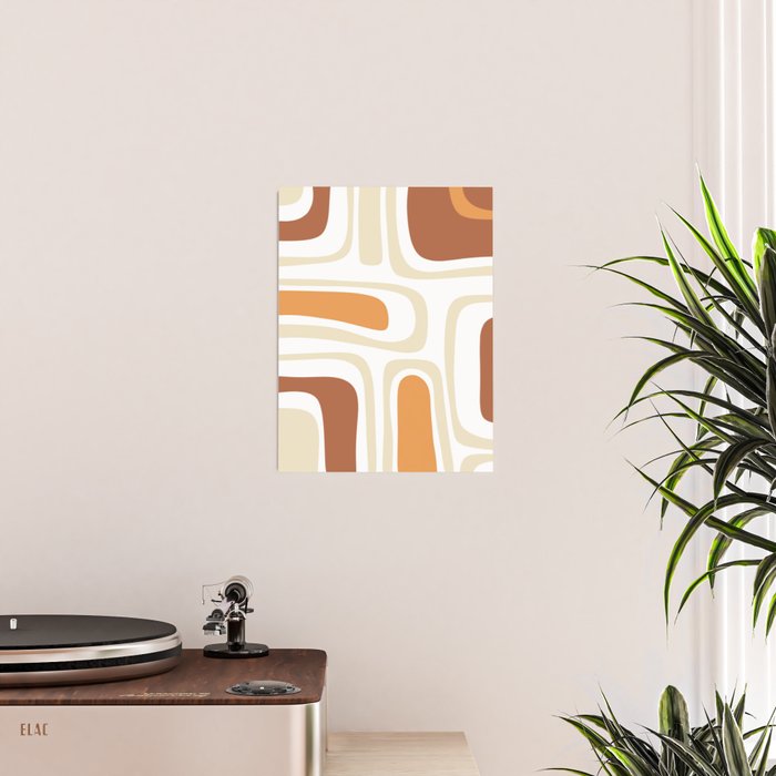 Palm Springs Mid-Century Minimalist Abstract Brown Ochre Beige White Poster Gallery Image 2