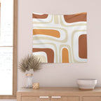 Palm Springs Mid-Century Minimalist Abstract Brown Ochre Beige White Wall Tapestry Gallery Image 2