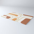 Palm Springs Mid-Century Minimalist Abstract Brown Ochre Beige White Rug Gallery Image 3