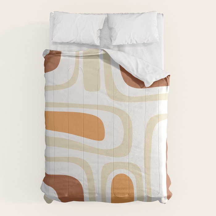 Palm Springs Mid-Century Minimalist Abstract Brown Ochre Beige White Comforter Gallery Image 1