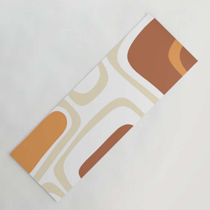 Palm Springs Mid-Century Minimalist Abstract Brown Ochre Beige White Yoga Mat Gallery Image 1