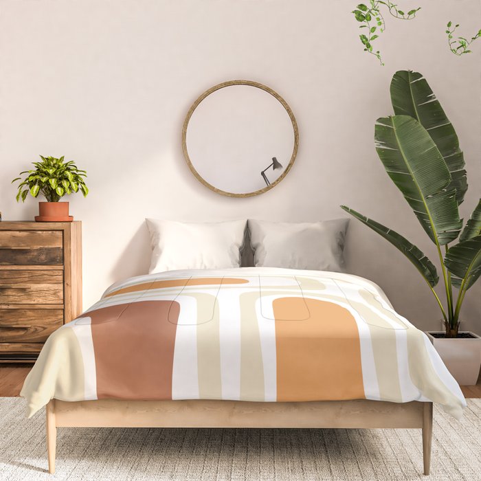 Palm Springs Mid-Century Minimalist Abstract Brown Ochre Beige White Comforter Gallery Image 3