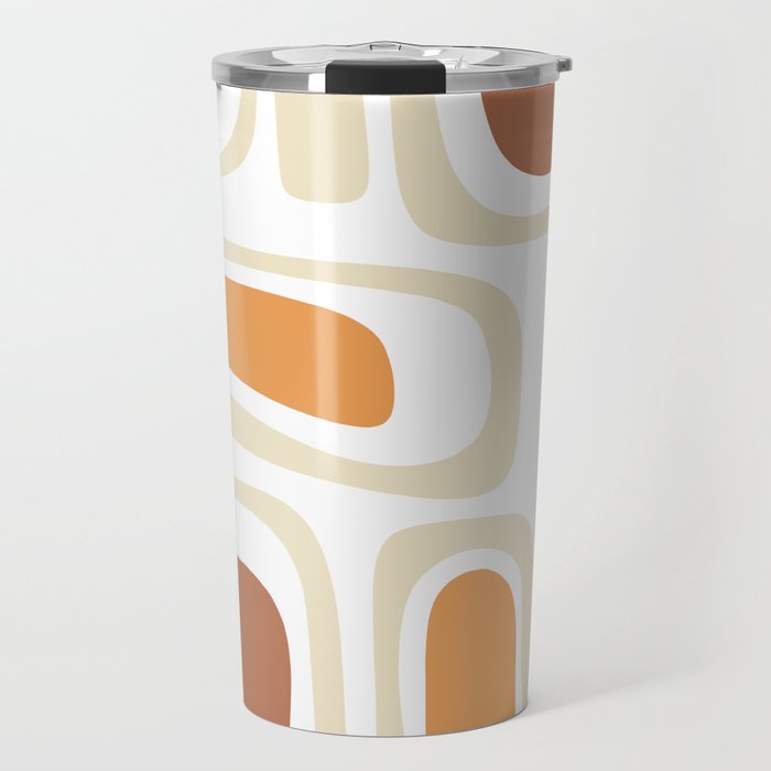 Palm Springs Mid-Century Minimalist Abstract Brown Ochre Beige White Travel Mug Gallery Image 1