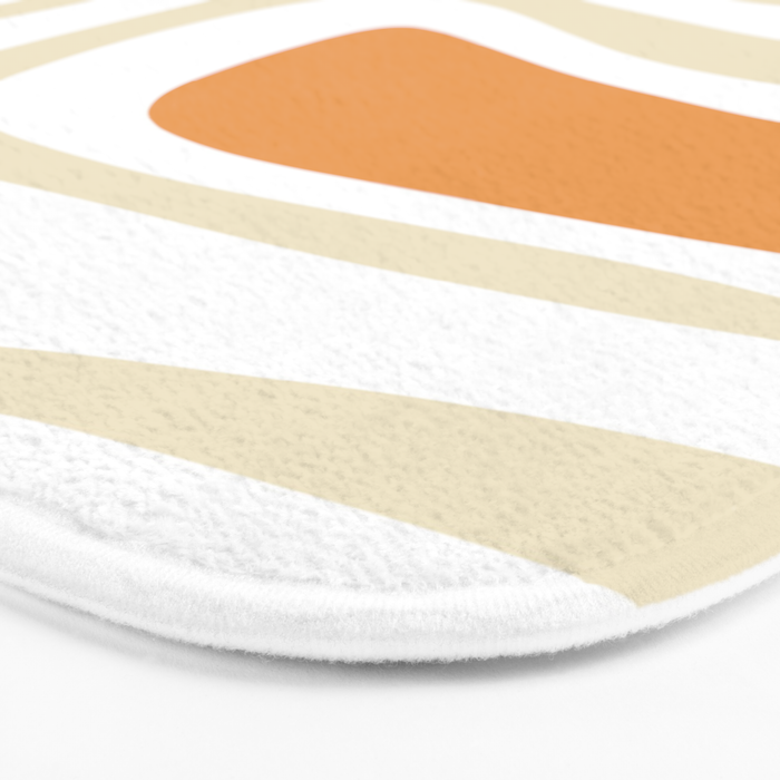 Palm Springs Mid-Century Minimalist Abstract Brown Ochre Beige White Bath Mat Gallery Image 3