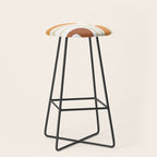 Palm Springs Mid-Century Minimalist Abstract Brown Ochre Beige White Stool Gallery Image 1