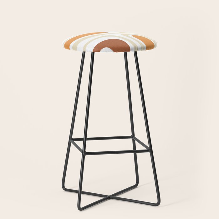 Palm Springs Mid-Century Minimalist Abstract Brown Ochre Beige White Stool Gallery Image 1