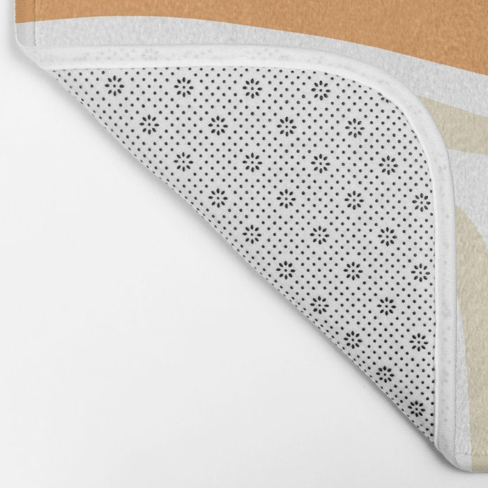 Palm Springs Mid-Century Minimalist Abstract Brown Ochre Beige White Bath Mat Gallery Image 2