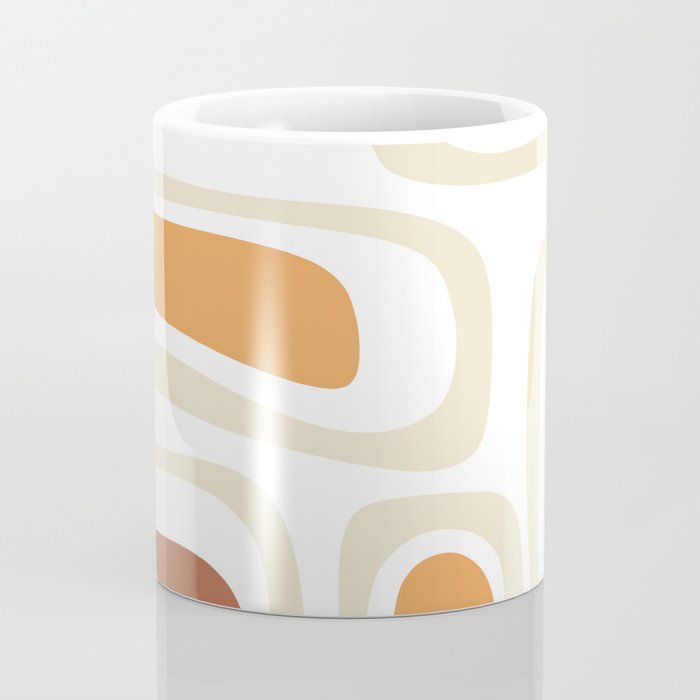 Palm Springs Mid-Century Minimalist Abstract Brown Ochre Beige White Coffee Mug Gallery Image 4