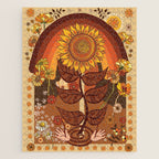70s, Sunflower, retro, rainbow, warm colors, 60s, boho Jigsaw Puzzle Gallery Image 1