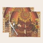 70s, Sunflower, retro, rainbow, warm colors, 60s, boho Placemat Gallery Image 1