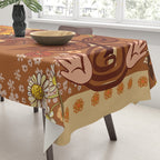 70s, Sunflower, retro, rainbow, warm colors, 60s, boho Tablecloth Gallery Image 3