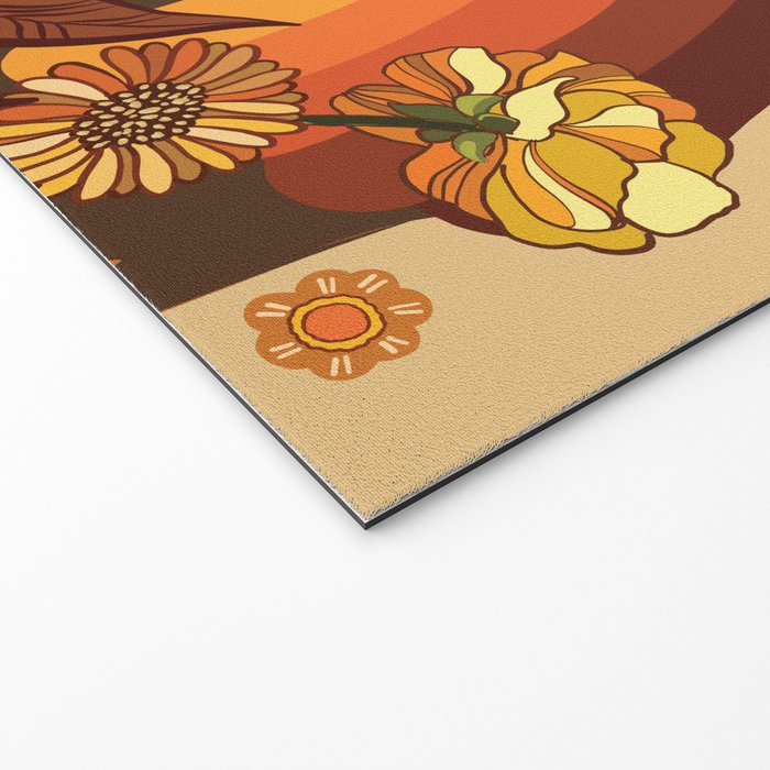 70s, Sunflower, retro, rainbow, warm colors, 60s, boho Welcome Mat Gallery Image 2