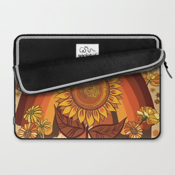 70s, Sunflower, retro, rainbow, warm colors, 60s, boho Laptop Sleeve Gallery Image 2