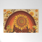 70s, Sunflower, retro, rainbow, warm colors, 60s, boho Welcome Mat Gallery Image 1