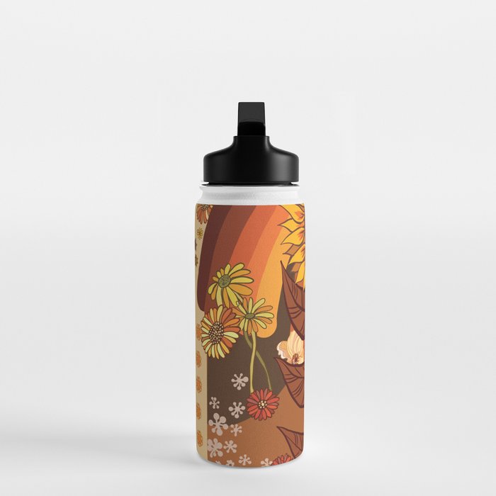 70s, Sunflower, retro, rainbow, warm colors, 60s, boho Water Bottle Gallery Image 3