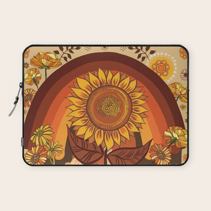 70s, Sunflower, retro, rainbow, warm colors, 60s, boho Laptop Sleeve Gallery Image 1