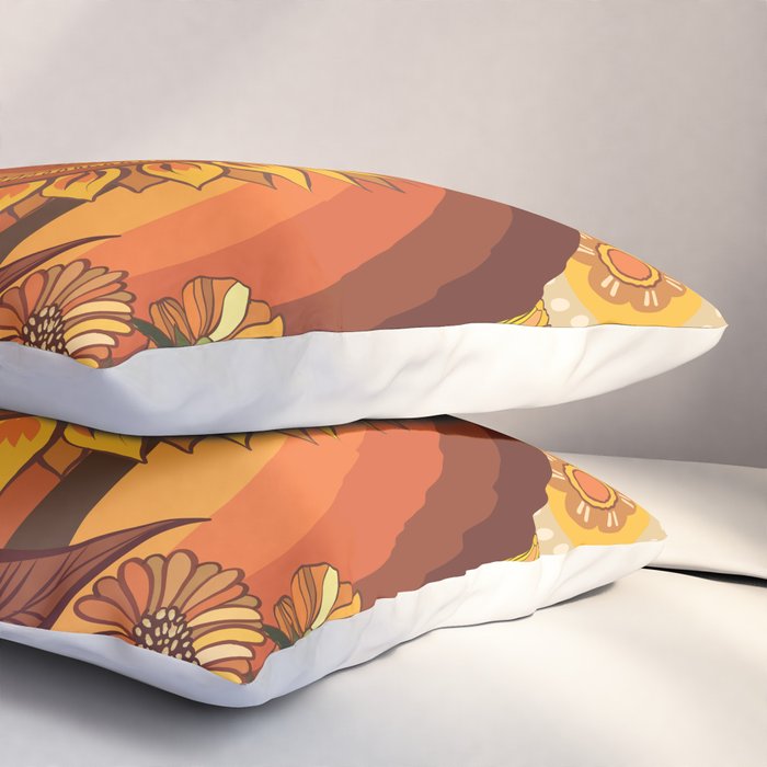 70s, Sunflower, retro, rainbow, warm colors, 60s, boho Pillow Sham Gallery Image 3