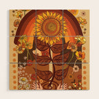 70s, Sunflower, retro, rainbow, warm colors, 60s, boho Wood Wall Art Gallery Image 1