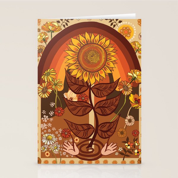 70s, Sunflower, retro, rainbow, warm colors, 60s, boho Stationery Card Gallery Image 2