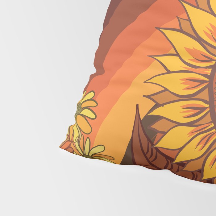 70s, Sunflower, retro, rainbow, warm colors, 60s, boho Pillow Sham Gallery Image 4