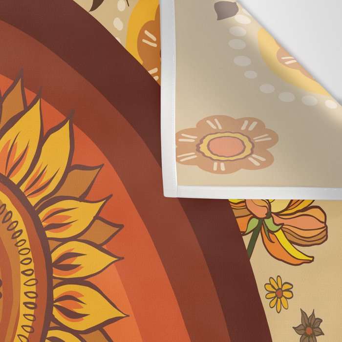 70s, Sunflower, retro, rainbow, warm colors, 60s, boho Wall Tapestry Gallery Image 3
