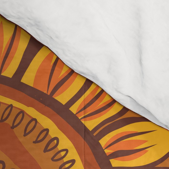 70s, Sunflower, retro, rainbow, warm colors, 60s, boho Comforter Gallery Image 4