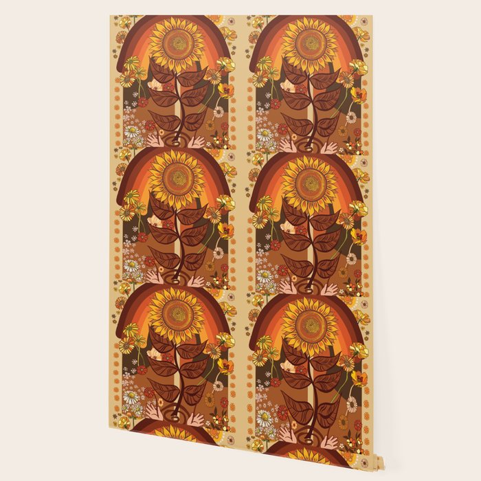 70s, Sunflower, retro, rainbow, warm colors, 60s, boho Wallpaper Gallery Image 2