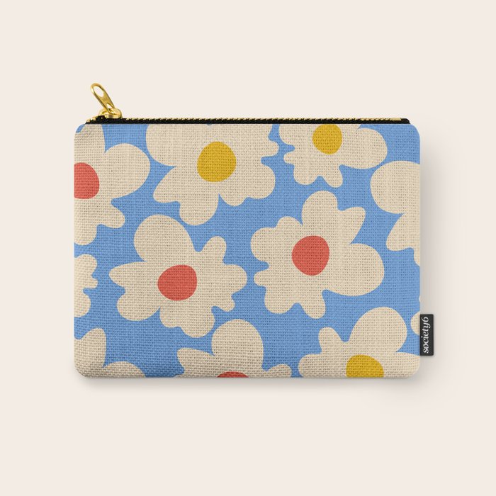 Abstract Flower Shape - Blue, Yellow and Red Carry All Pouch Gallery Image 1
