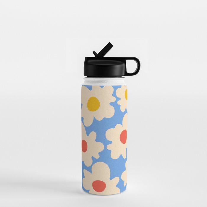 Abstract Flower Shape - Blue, Yellow and Red Water Bottle Gallery Image 1